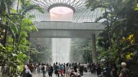 Rain Vortex, Indoorwasserfall, Flughafen Singapur  &ndash; &copy; Monika Cortese (Eberhardt TRAVEL)