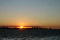 Sonnenuntergang in Danshui in Taiwan