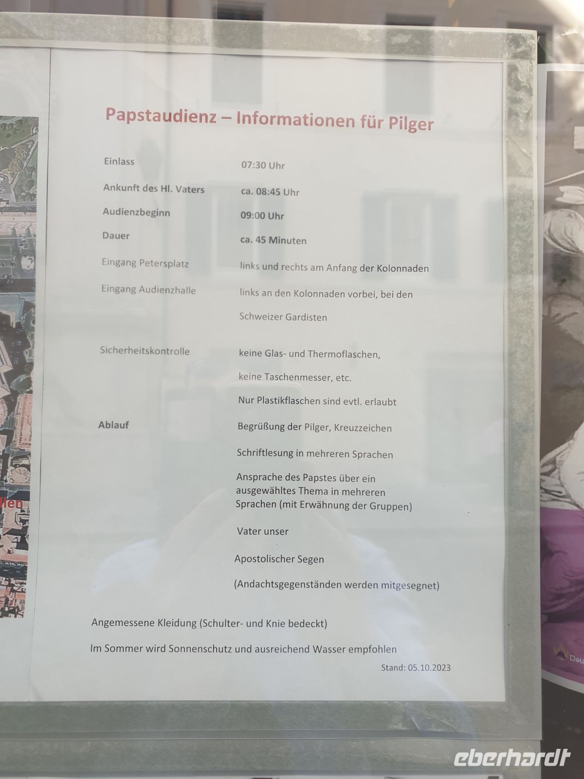 016 Rom, Programm der Papstaudienz, 20.3.24 &ndash; &copy; Lutz Finkler (Eberhardt TRAVEL)