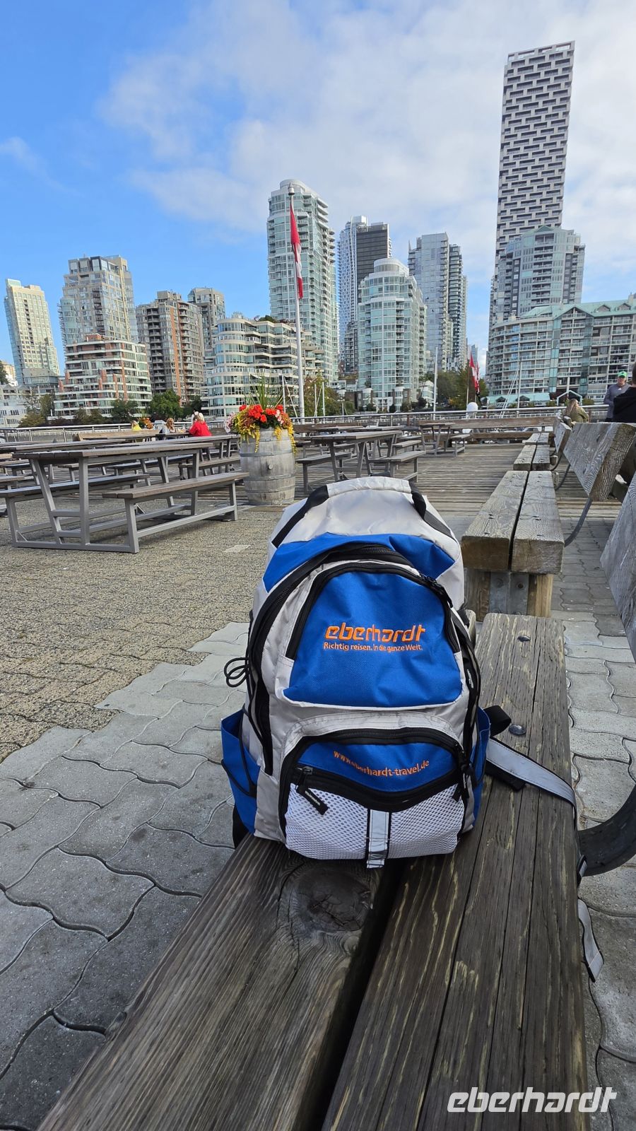 Eberhardt-Rucksack auf Granville Island in Vancouver &ndash; &copy; Kristin Weigel (Eberhardt TRAVEL)
