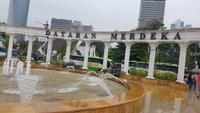 Malaysia, Kuala Lumpur, Unabhängigkeitsplatz bei Regen
