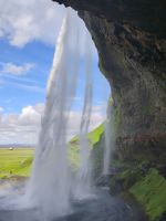 Seljalandsfoss, Blick aus der Höhle hinter dem Wasserfall 