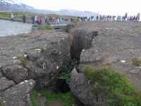 Island, Thingvellir, Menschen an der 