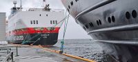 Abwettern von M/S Vesterålen und M/S Trollfjord in Trondheim bei Sturmflut &ndash; &copy; Martin Büchner (Eberhardt TRAVEL)