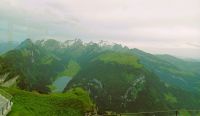 Blick aus dem Fenster des Restaurants in Richtung Säntisspitze