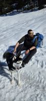 Bergführer Kevin mit Husky Loki