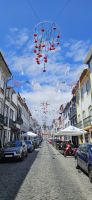 Angra, Nelkenschmuck für 50 Jahre Nelkenrevolution und weisse Bänder &ndash; &copy; Ria Heilmann (Eberhardt TRAVEL)