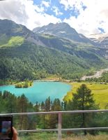 072 Fahrt mit dem Bernina Express - Stopp an der Alp Grüm - Piz Palü und Palüstausee &ndash; &copy; Annette Probst-Weise (Eberhardt TRAVEL)