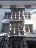 St. Gallen, auf dem Erker sind die vier Kontinente dargestellt.  &ndash; &copy; Vivian Kreft (Eberhardt TRAVEL)