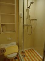 Toilette und Ablagefach im Bad