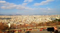 Blick vom Montjuic Berg auf Barcelona. Silvester in Barcelona (Petit).