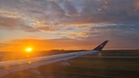Abflug von Berlin Flughafen BER am Morgen nach Paris