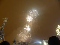 Neujahrsfeuerwerk auf dem Markt von Olomouc