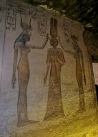 Reliefs im Ramses Tempel in Abu Simbel 