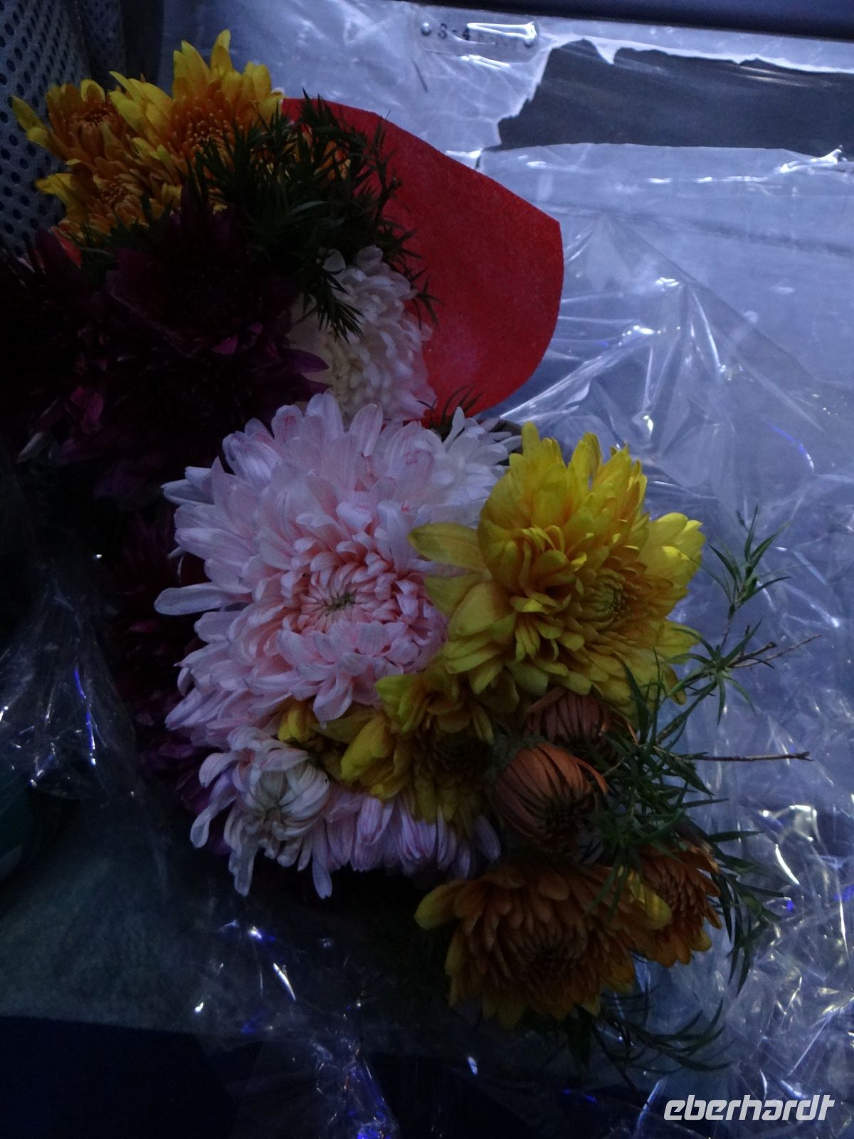 Akram hat für jeden Gast einen Asternstrauß binden lassen. Das ist freut uns sehr.