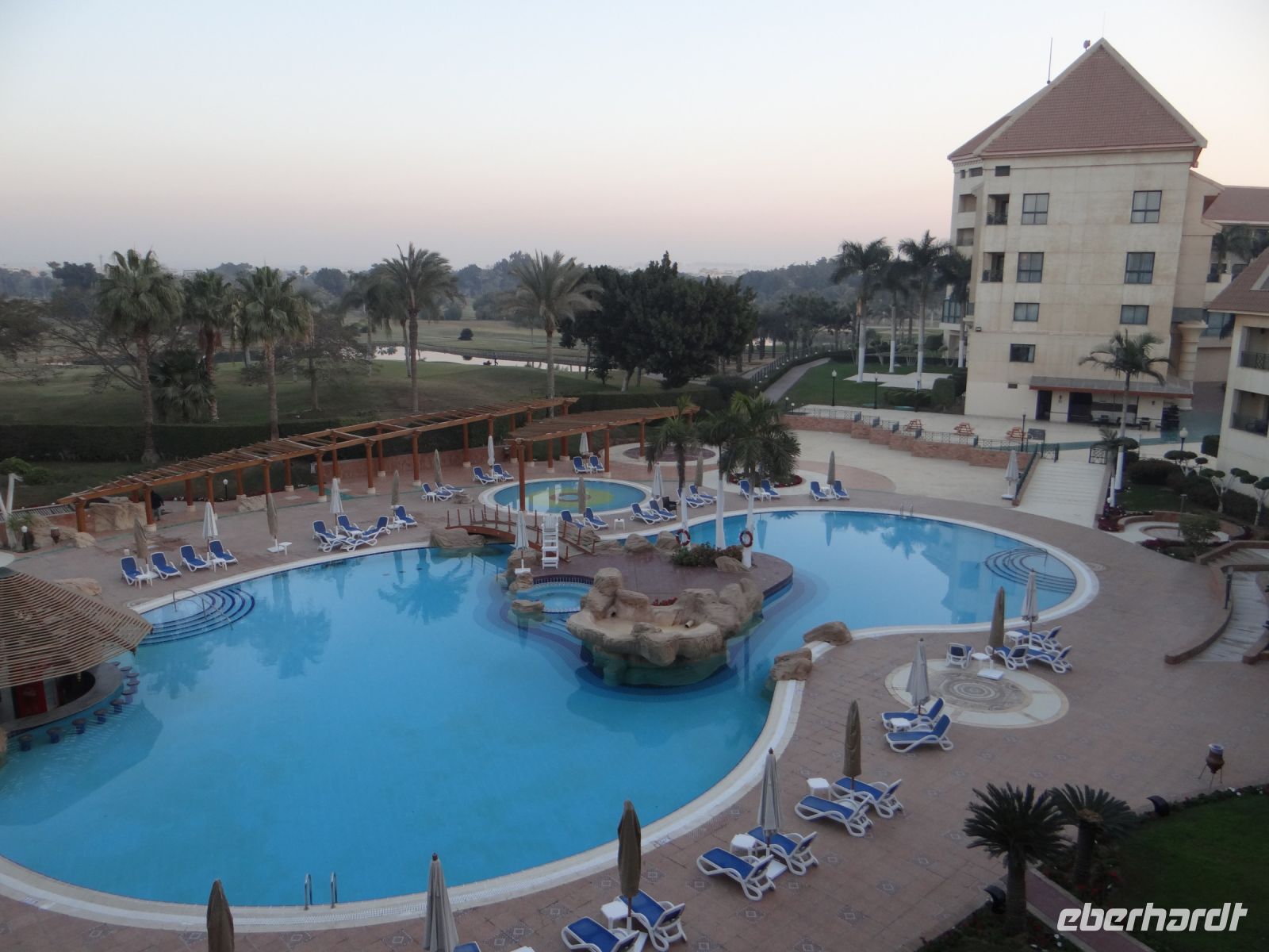 Kairo, Hilton Hotel, Blick vom Balkon unseres Hotels am nächsten Morgen