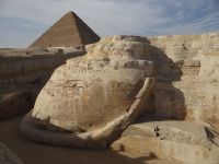 Gizeh, der Löwenschwanz des Sphinx ist am besten erhalten.
