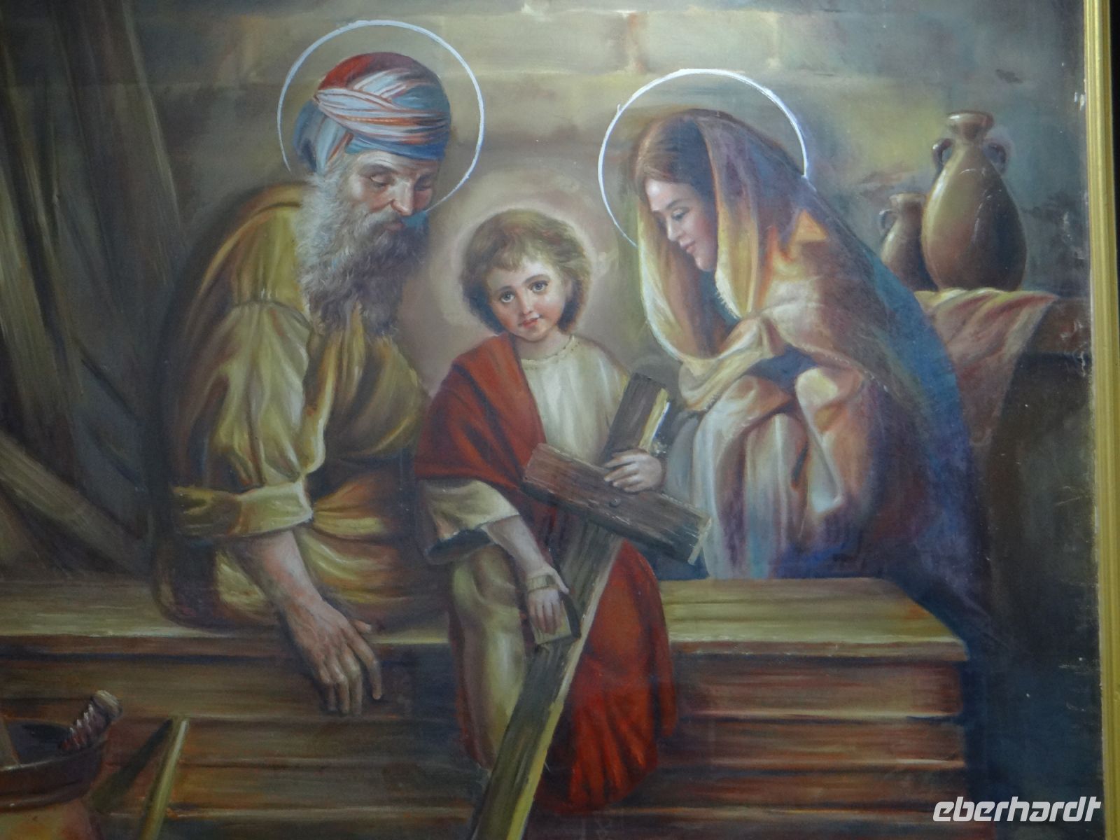 Hurgadha, koptische Kirche, eine seltene Darstellung von Joseph als Tischler und seinem Sohn.