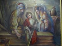 Hurgadha, koptische Kirche, eine seltene Darstellung von Joseph als Tischler und seinem Sohn.