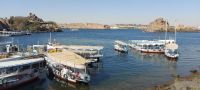 Boote vor dem Steg Philae Tempel, Ägypten