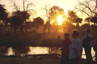 Sonnenuntergang am Khwai Fluss