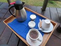 Hakusembe River Lodge erster Kaffee