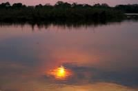 Bootsfahrt auf dem Okawango - Sonnenuntergang