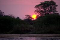 Bootsfahrt auf dem Okawango - Sonnenuntergang