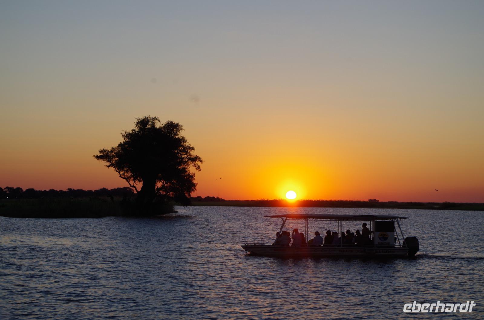 Bootsfahrt auf dem Chobe - Sonnenuntergang