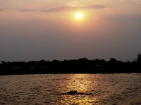 Chobe Nationalpark: Sonnenuntergang mit Flusspferd