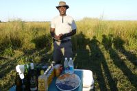 Bootsfahrt auf dem Kwando, Sundowner