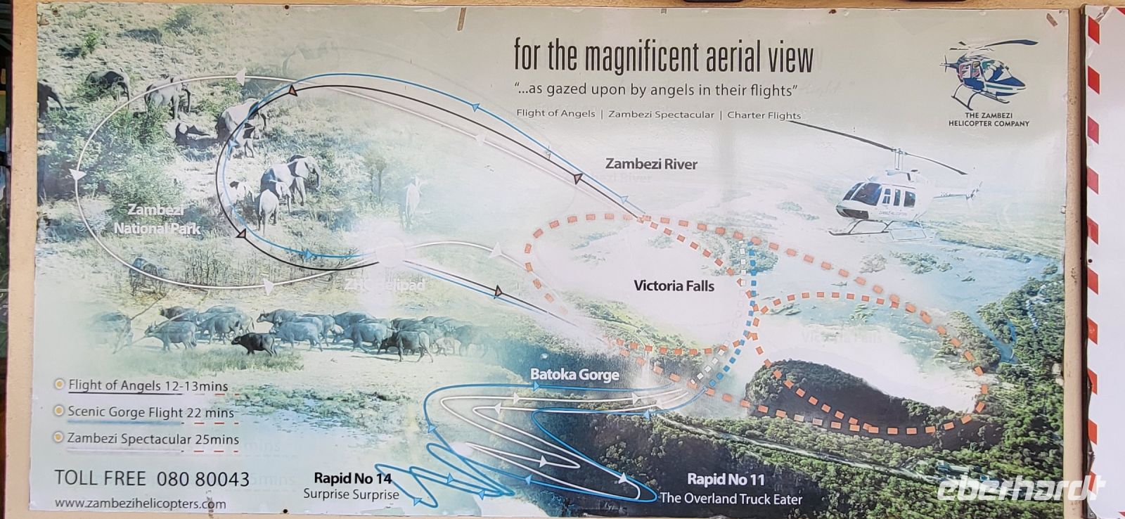 300 Helikopterflug über die Wasserfälle und Zambezi