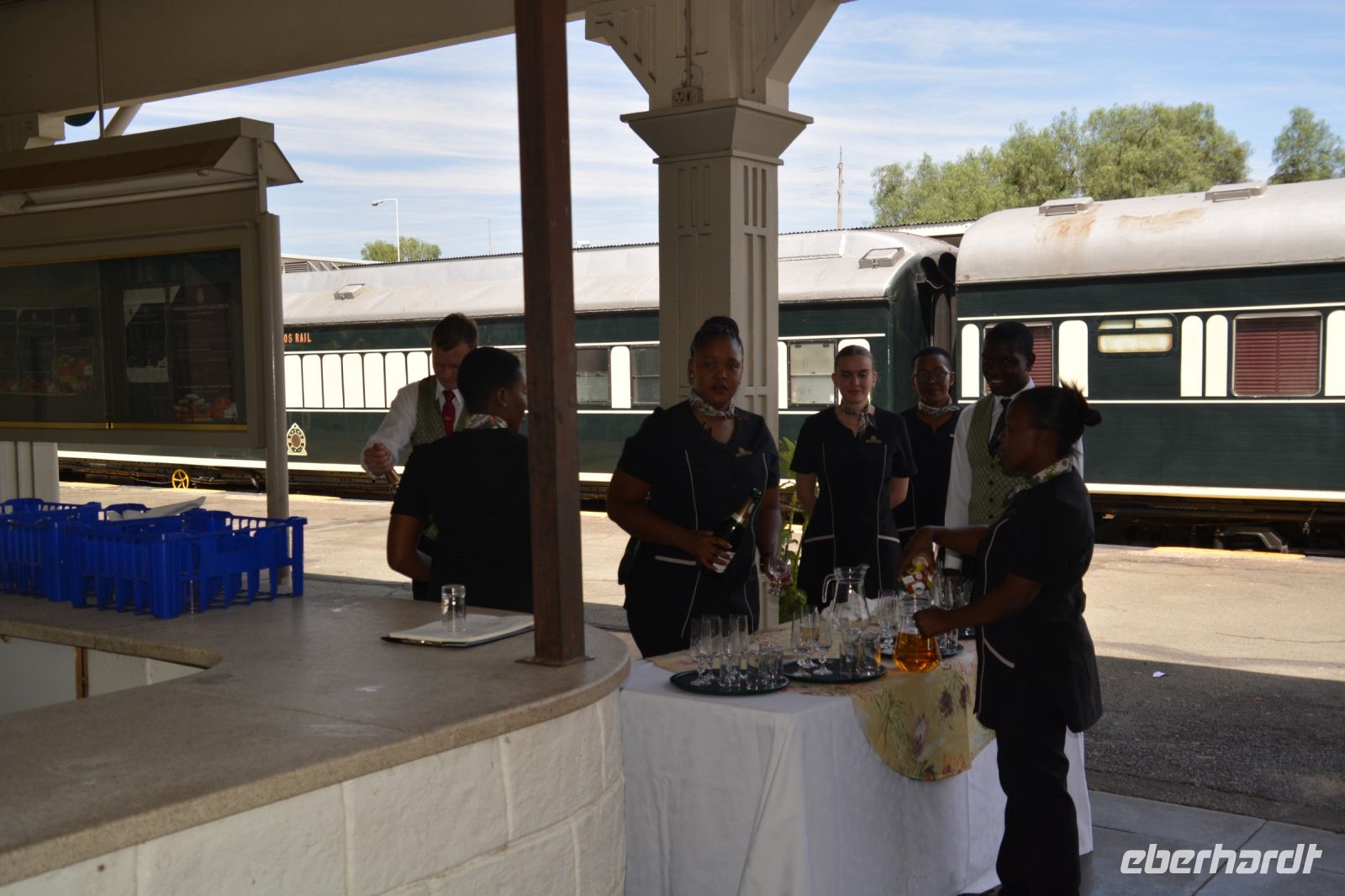 Empfangssekt für die Gäste von Rovos-Rail (Windhoek)