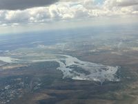 Vic Falls: Blick vom Flieger auf die Victoria Wasserfälle