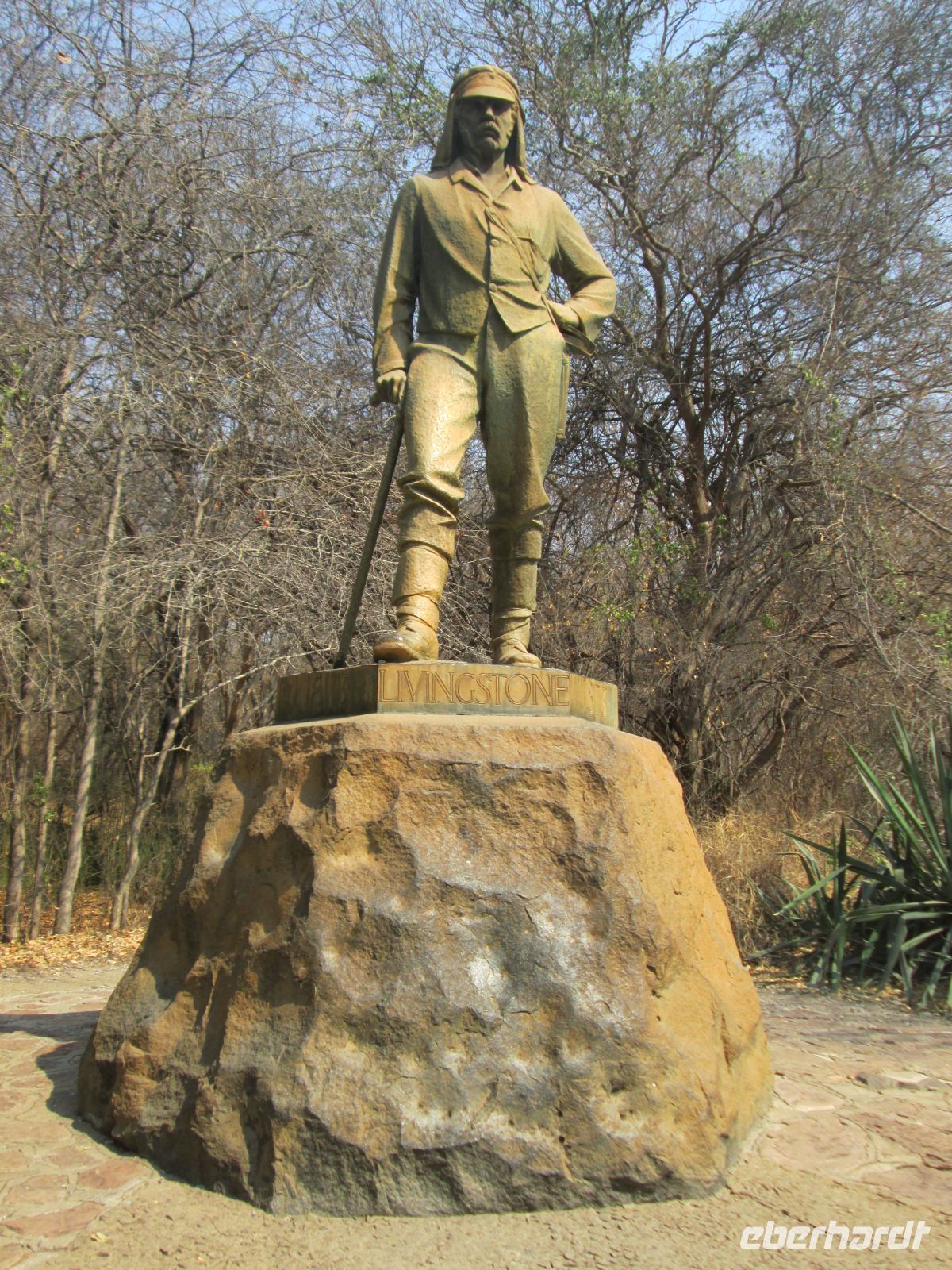David Livingston Statue an den von ihm benannten Victoria Wasserfällen