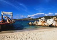 Mittagspause am Strand mit Blick nach Griechenland, Saranda