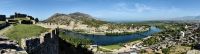Panoramablick von der Festung Rozafa auf den Fluß Kir