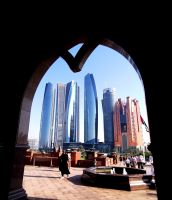 Blick auf Abu Dhabi aus dem. Emirates Palace Hotel