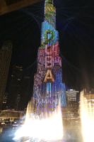 Dubai Fountains mit Burj Khalifa