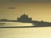 Blick vom  Burj Khalifa auf die Palmen Insel und das Atlantishotel