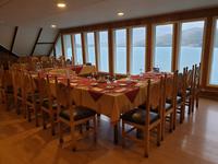 Abendessen in Hosteria Pehoe in Torres del Paine Nationalpark in Chile