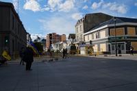 Protestanten und Polizei, noch ist alles friedlich