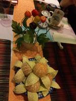 208 Dessert - Gruene Bohnen-Küchlein & Obst