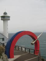 Der Leuchtturm des Taejongdae-Parks - zum Glück sieht man den Sturm nicht...