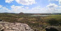 Blick auf Aboriginal Dorf im Arnhelmland