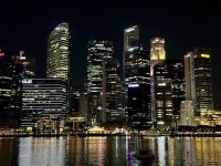 2. Reisetag – Ankunft in Singapur – Bankenviertel von Singapur bei Nacht
