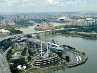 3. Reisetag – Stadtrundfahrt in Singapur – Aussicht vom Marina Bay Sands Hotel auf das Riesenrad Singapore Flyer