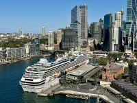 19. Reisetag – Tag in Sydney – Aussicht vom Pylon Lookout auf das Kreuzfahrtterminal