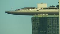 Singapur, Blick vom Hotel mit Zoom auf Marina Bay Sands Hotel
