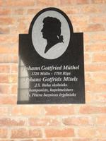 Riga: Tafel in der Petrikirche: erinnert an einen Schüler von J.S. Bach